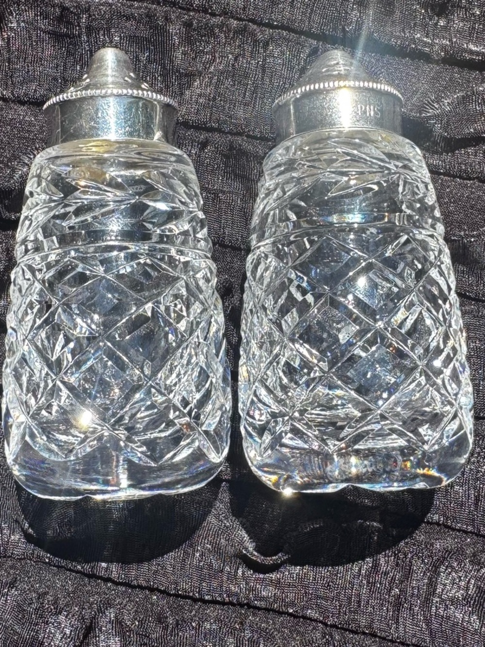 Vintage Waterford Crystal Salt Pepper Shakers Silverplate Ireland - Picture 3 of 10